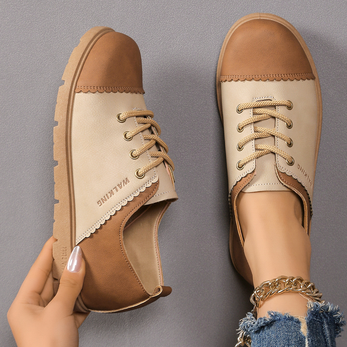 Color Block Lace Up Sneakers
