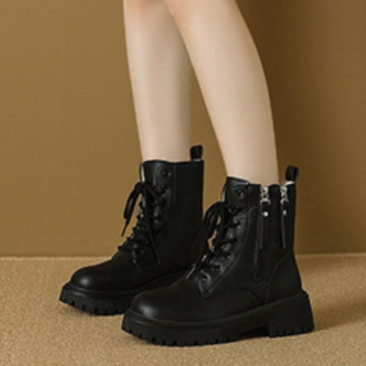 Lace-Up Ankle Combat Boots