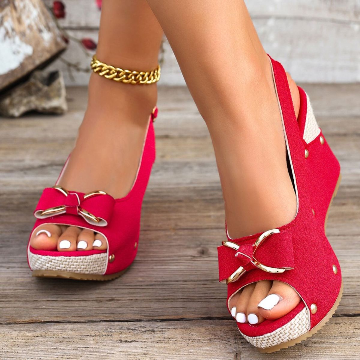 Peep Toe Wedge Sandals