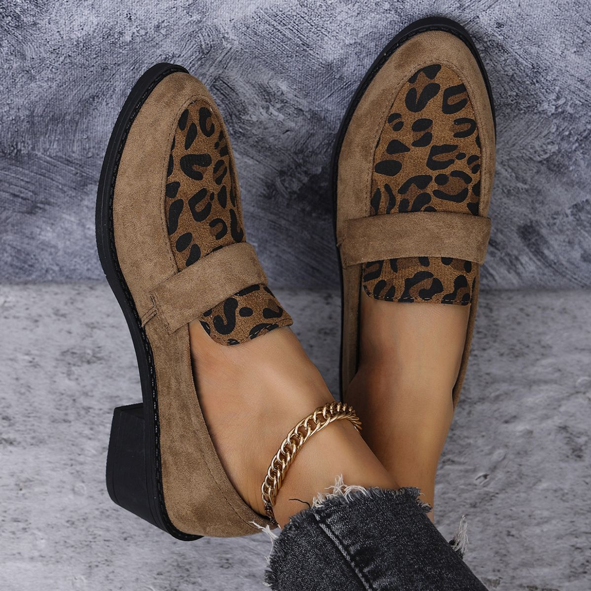 Leopard Point Toe Flat Slip-Ons