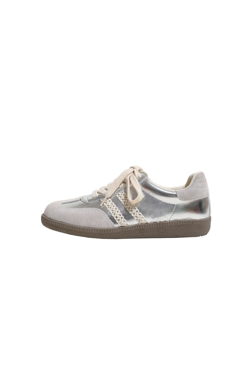 Lace Up PU Leather Round Toe Flats Sneakers
