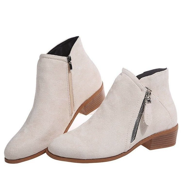 Round Toe Block Heels Boots