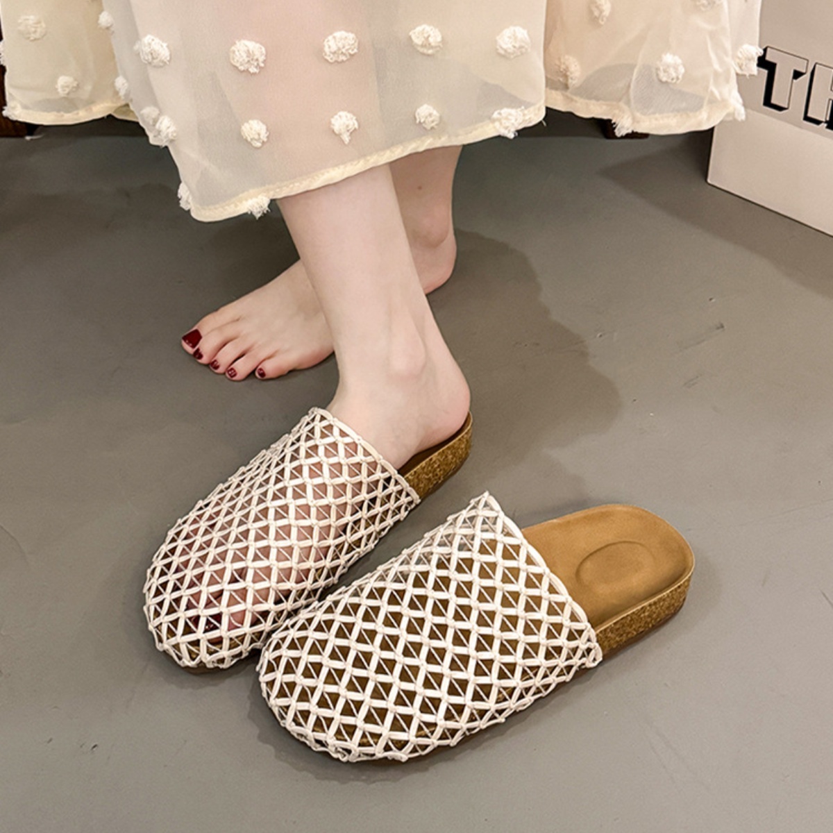 Woven Mesh Breathable Slip-on Sandals