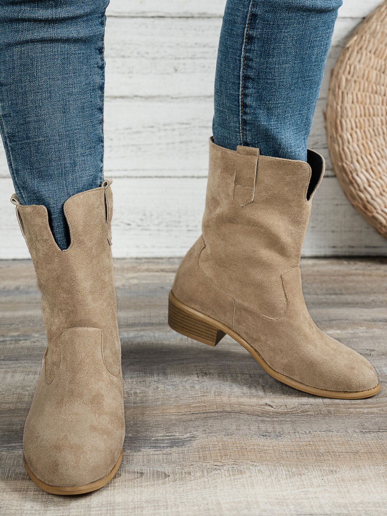 Western Style Block Heels Boots