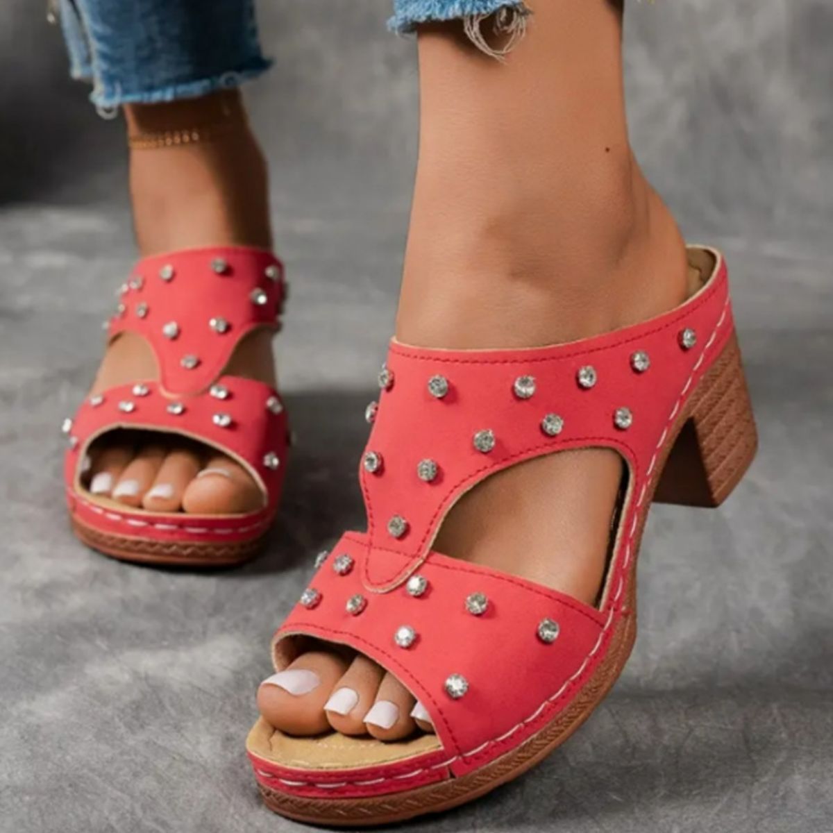Open Toe Block Heels Sandals