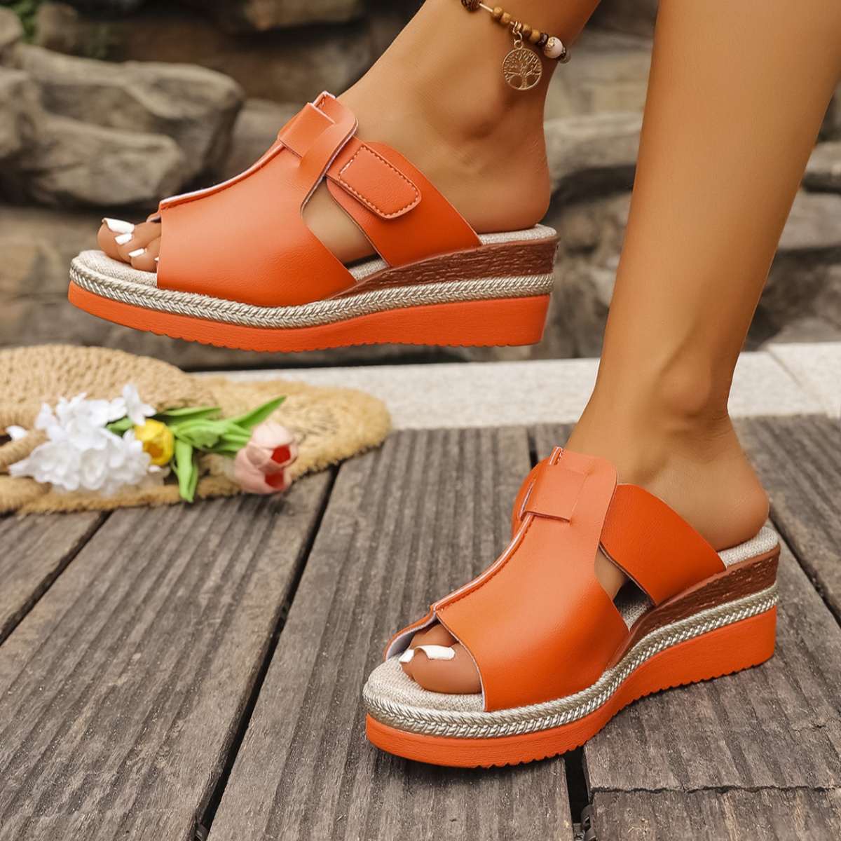 Open Toe Wedge Platform Sandals