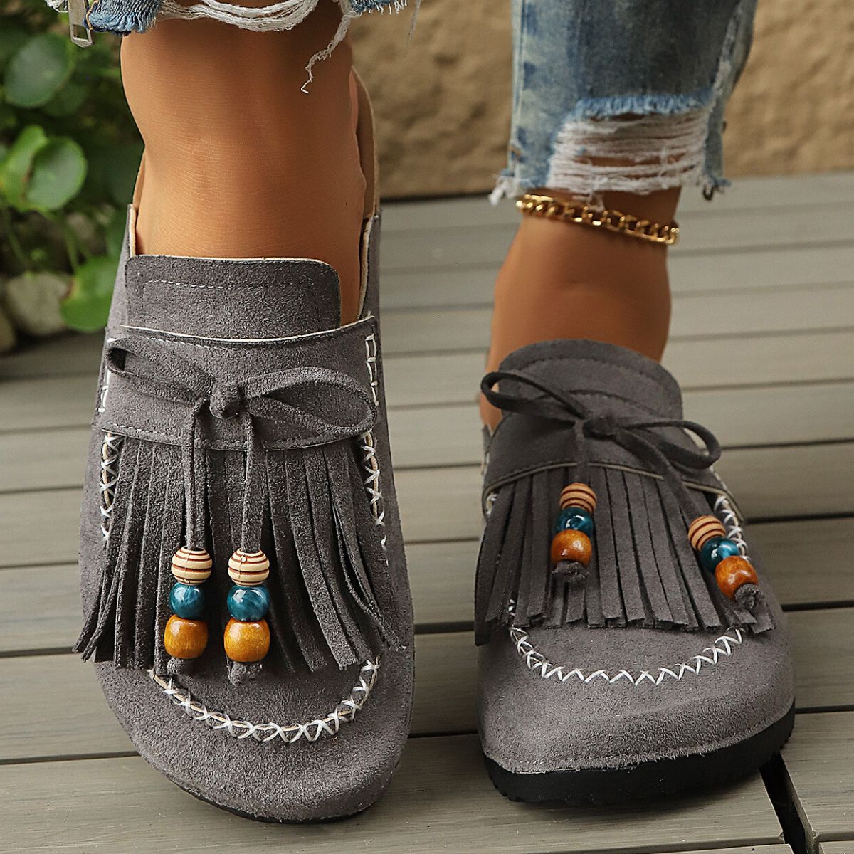 Tassel Round Toe Slip-Ons