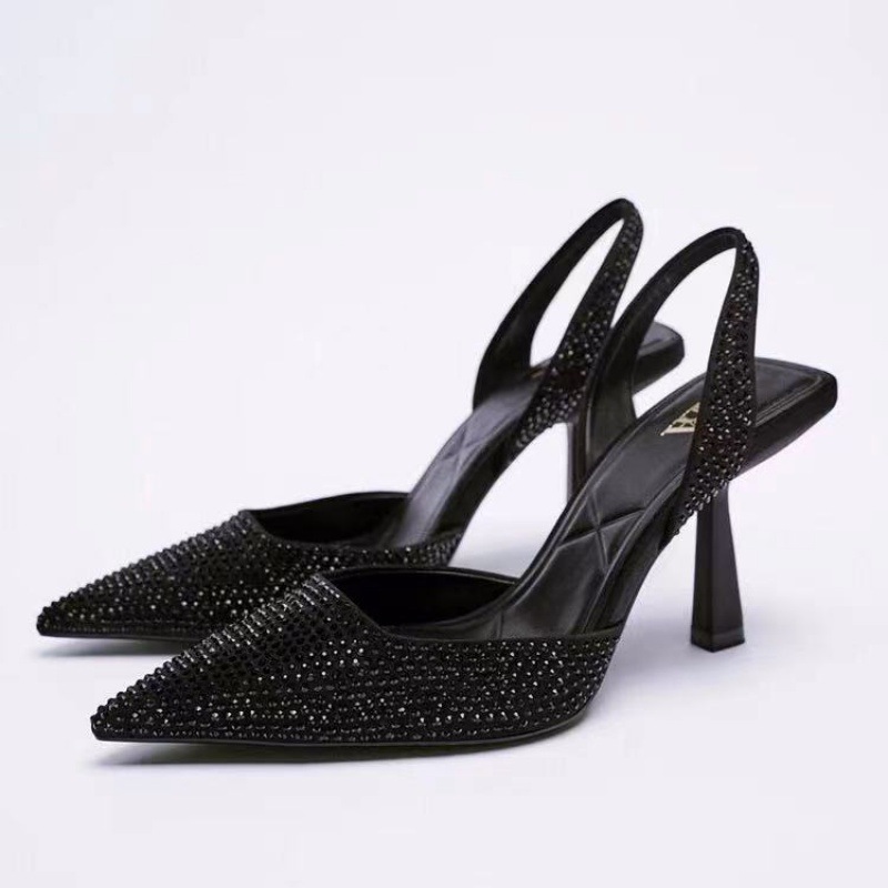 Rhinestone Slingback High Heel Pumps