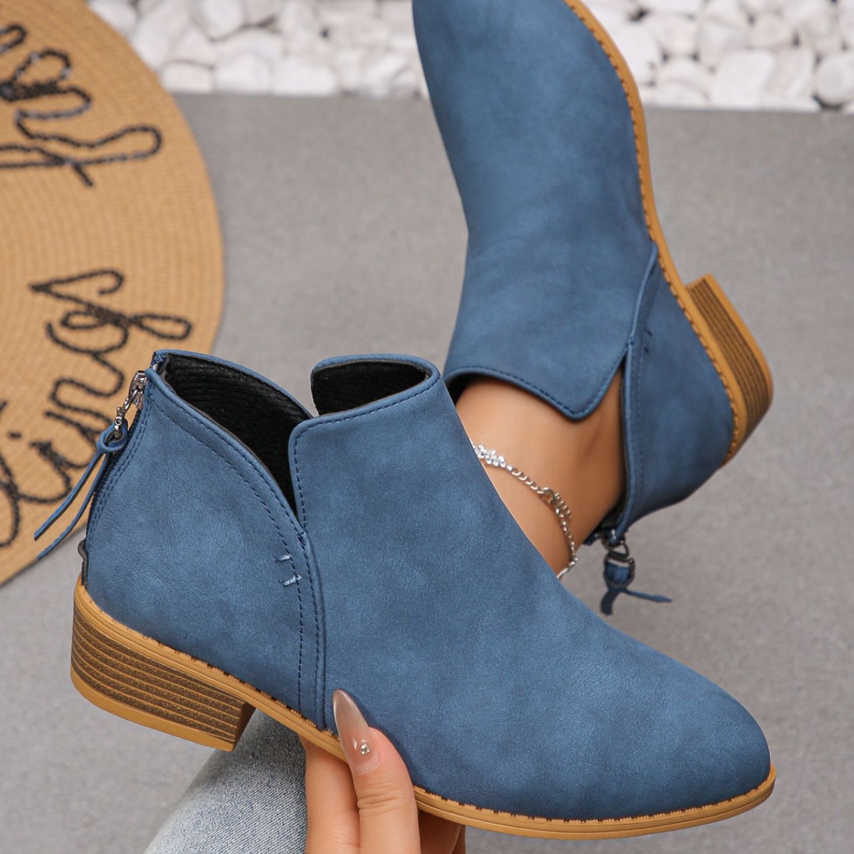 Point Toe Block Heels Boots
