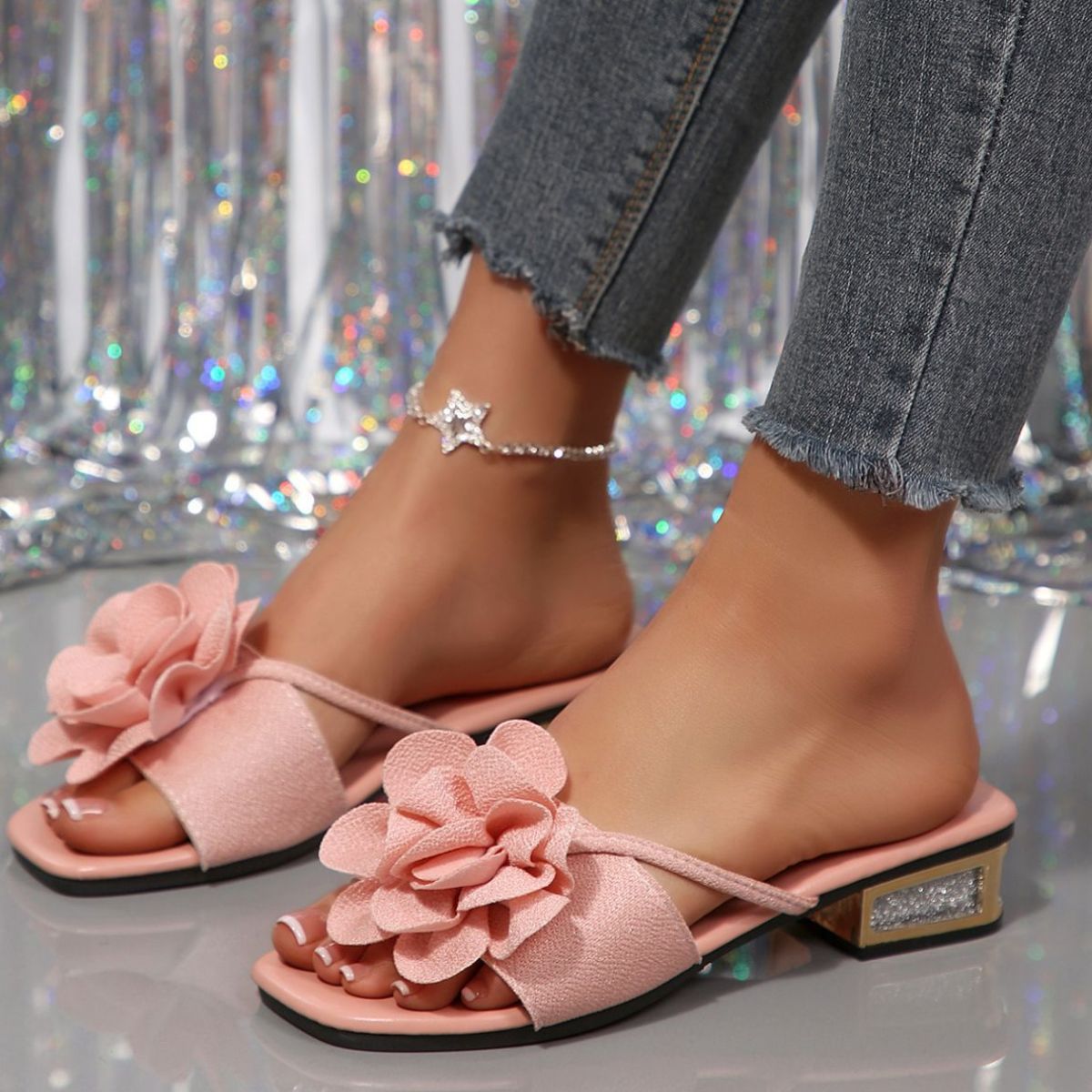 Open Toe Block Heels Sandals