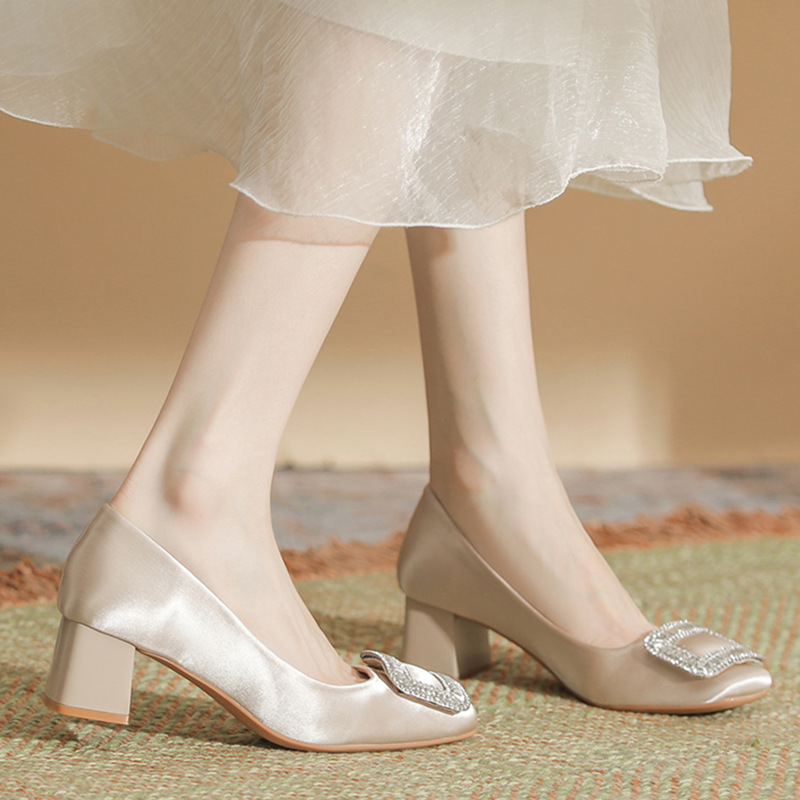 Square Toe Block Heels Pumps