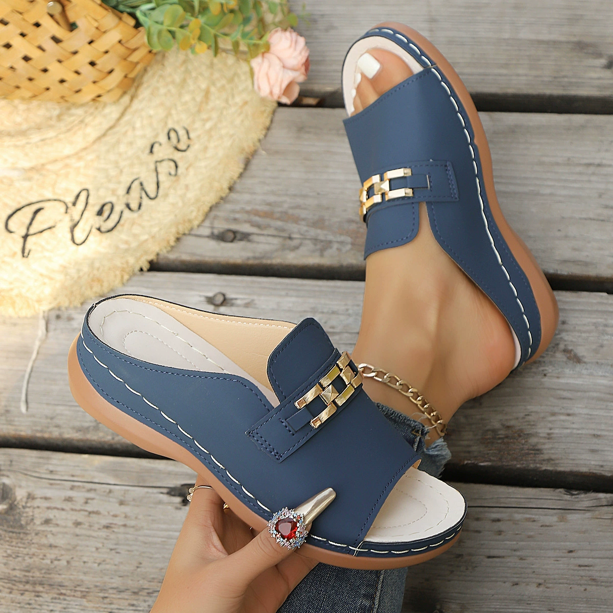 Peep Toe Wedge Sandals