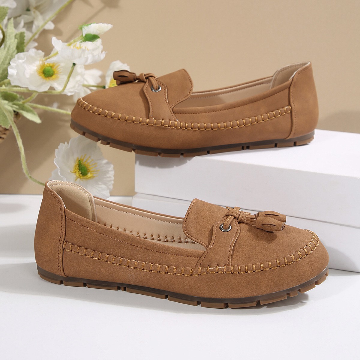 PU Leather Flat Loafers