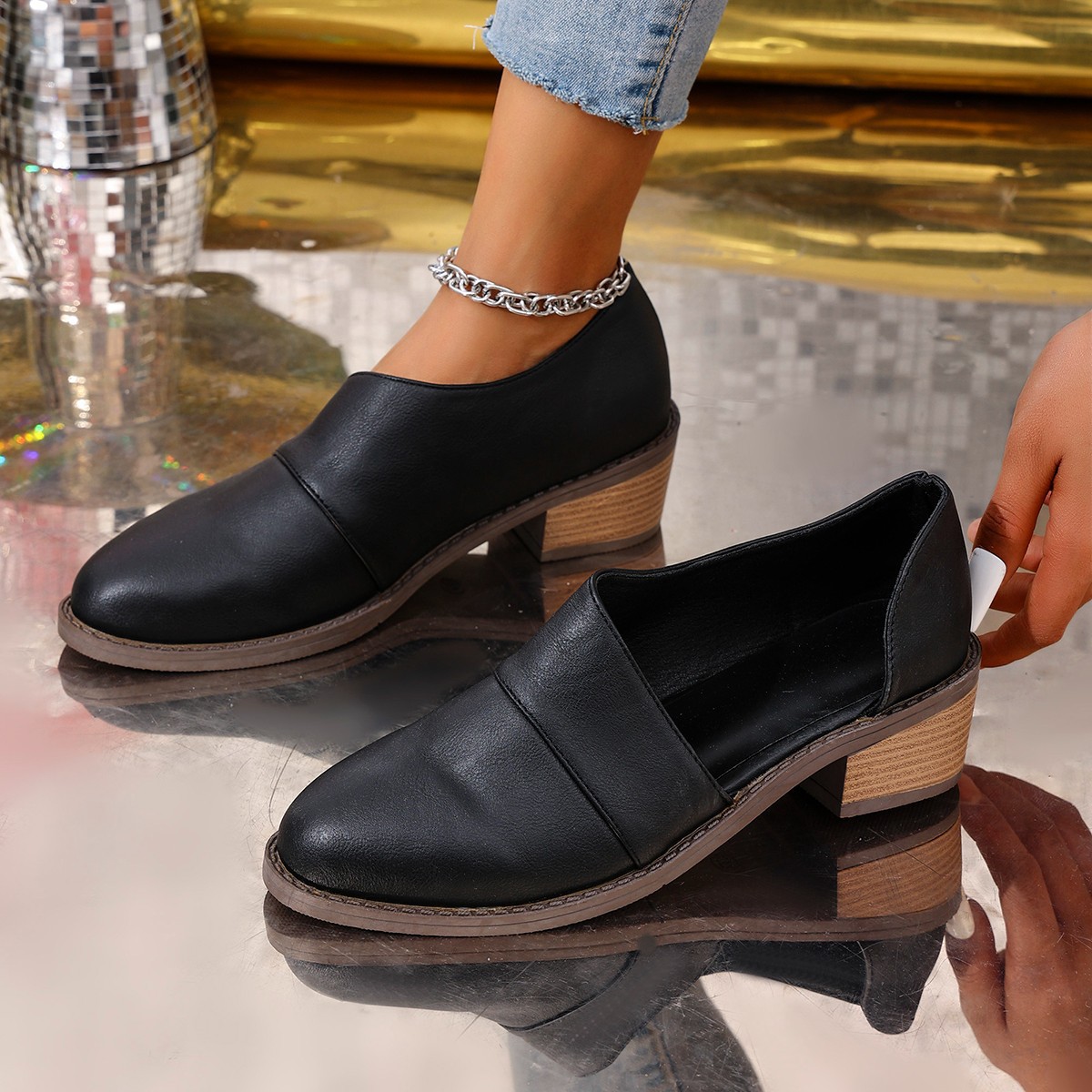 Point Toe Block Heels Pumps