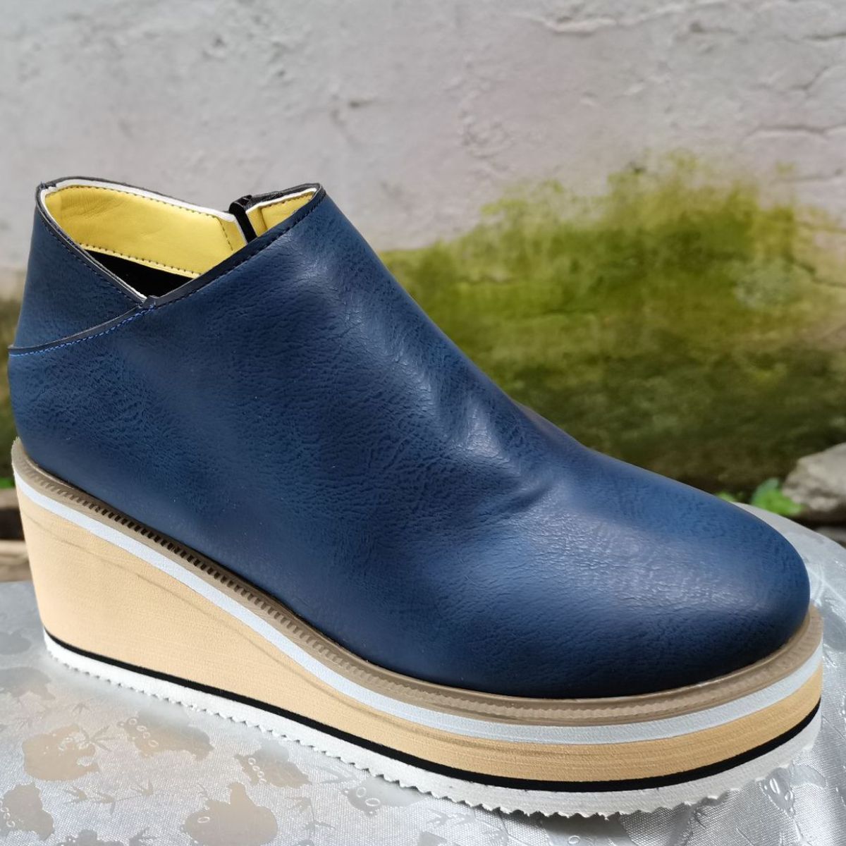 Ankle Wedge Boots with Zipper