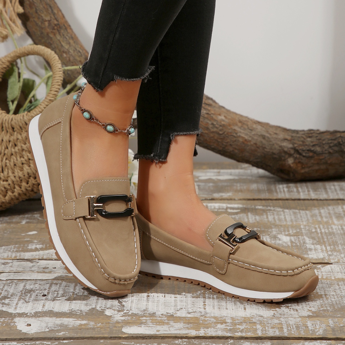 Buckle Decor Casual Slip-Ons