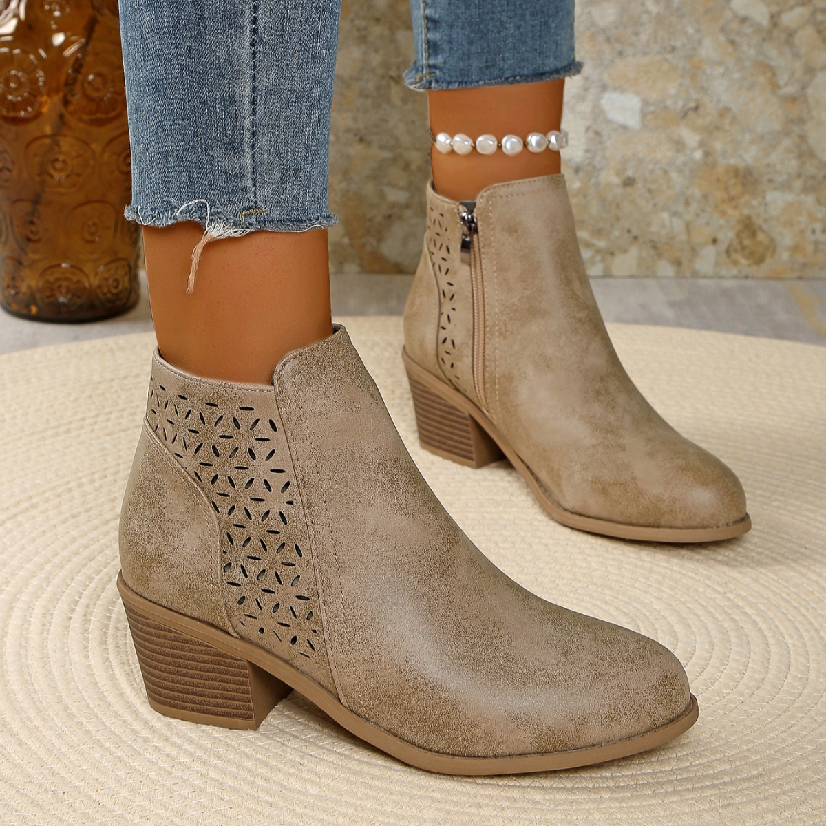 Point Toe Block Heels Boots