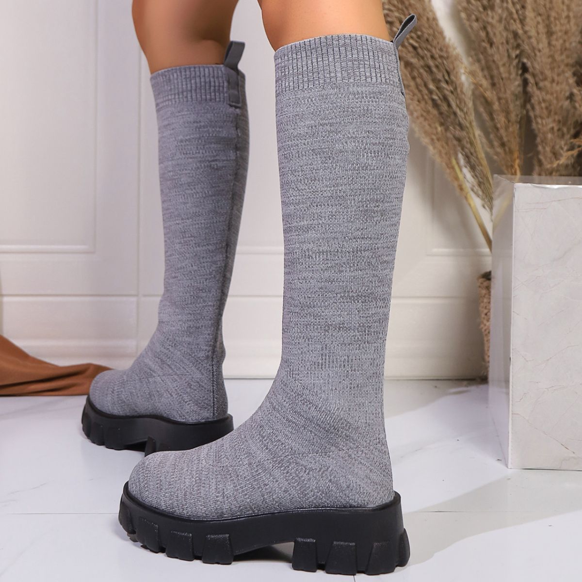 Chunky Platform Knee High Boots