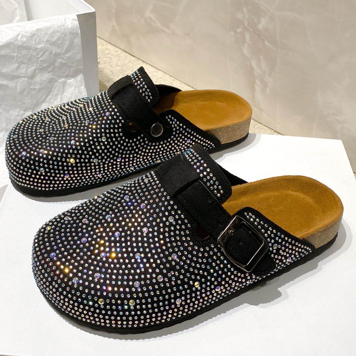 Rhinestone Round Toe Slip-Ons
