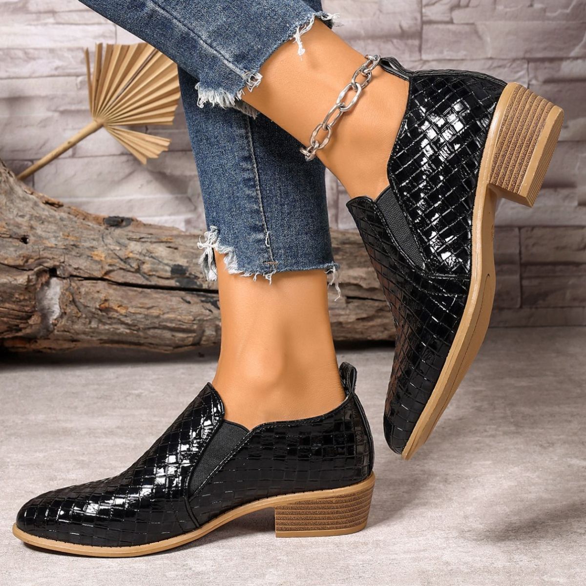 Point Toe Block Heels Ankle Boots