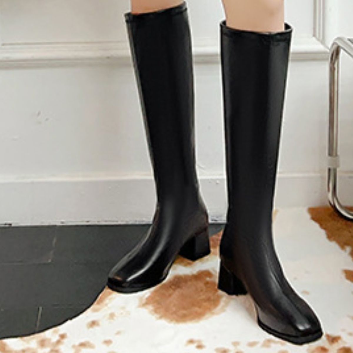 Square Toe Block Heels Boots