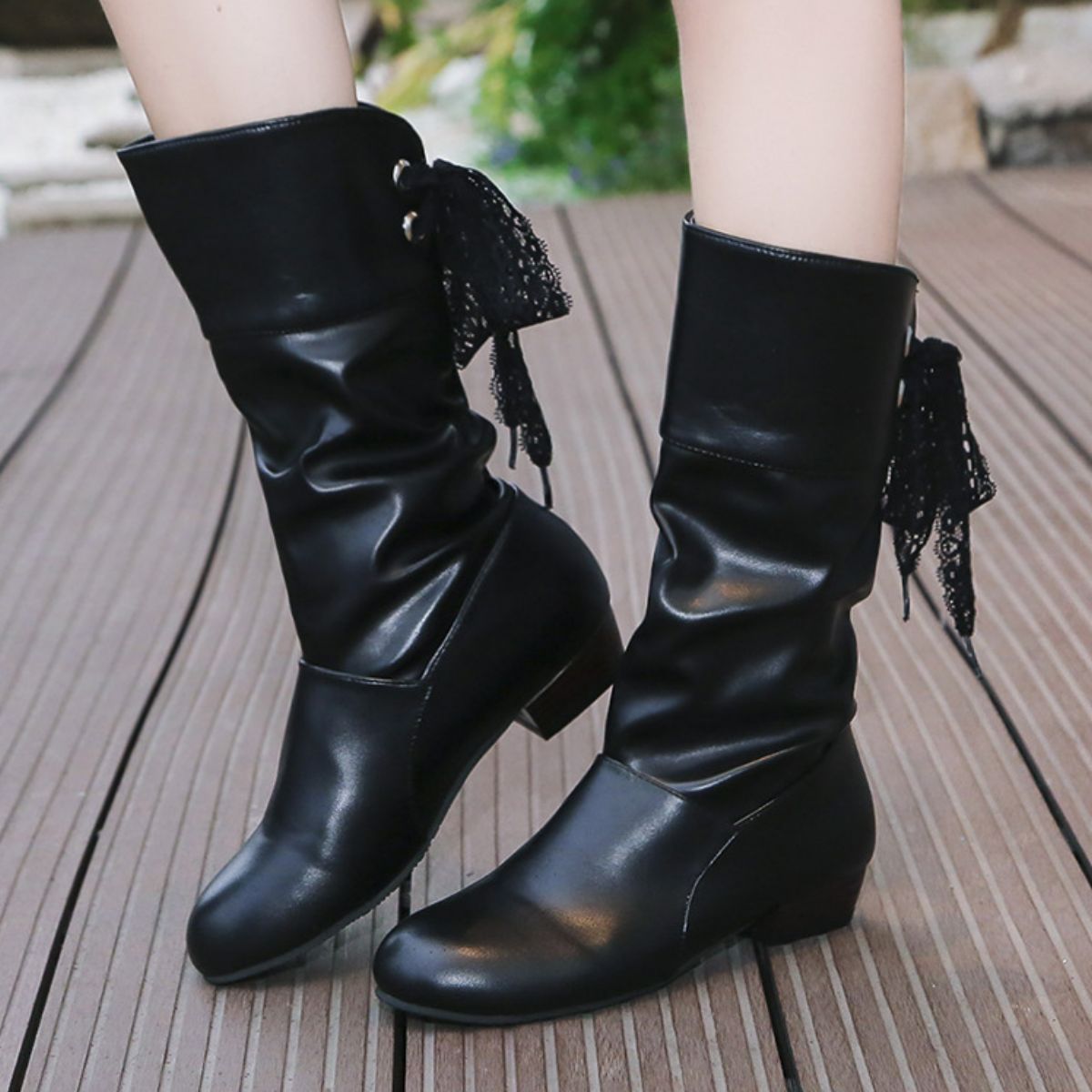 Point Toe Block Heels Boots