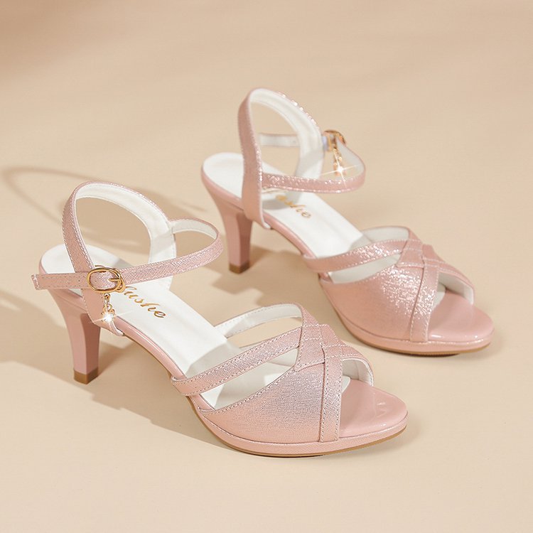 Open Toe Mid Heel Sandals