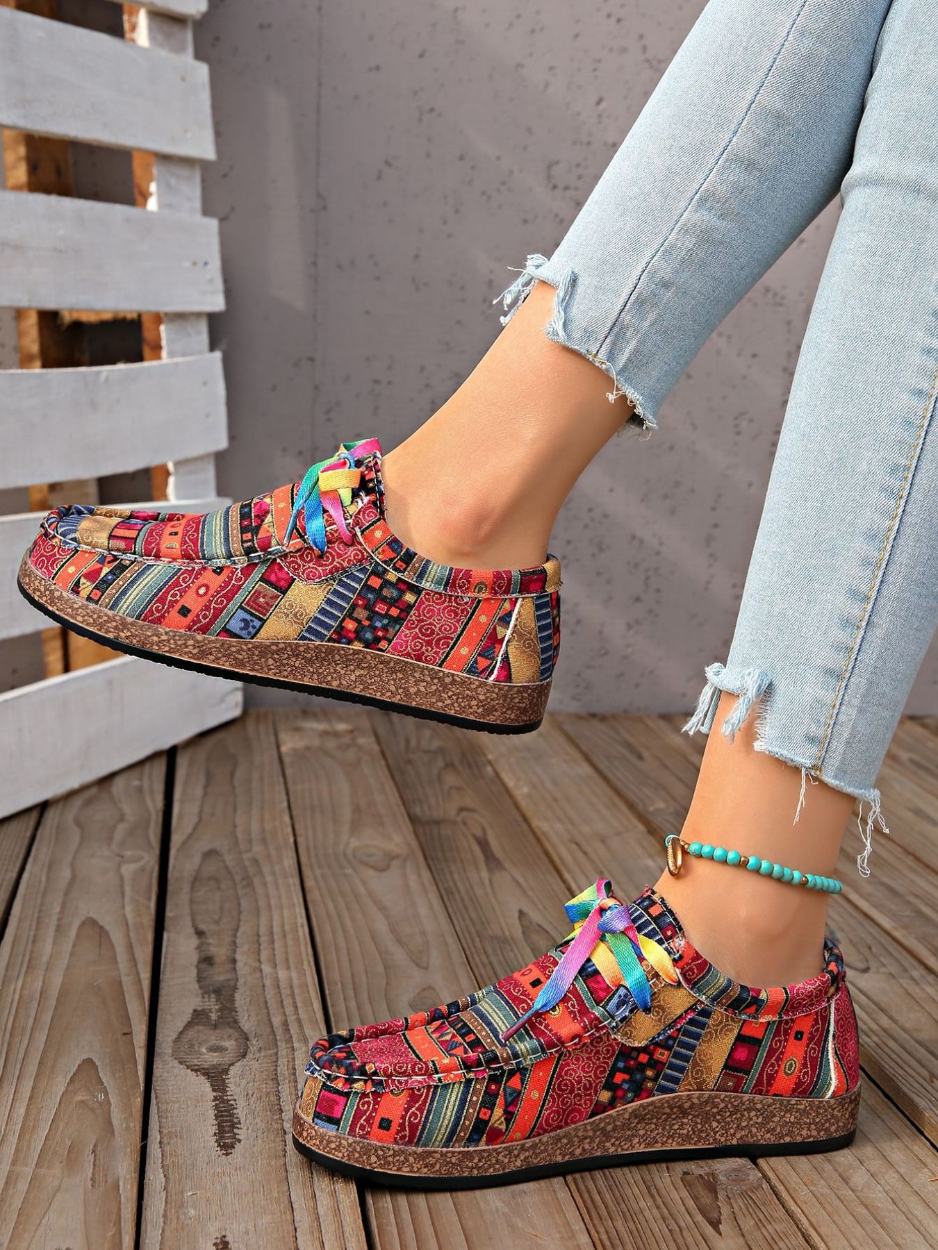Printed Lace Up Sneakers
