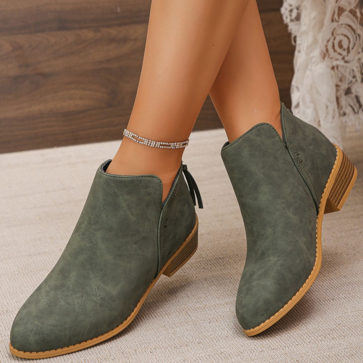 Point Toe Block Heels Boots