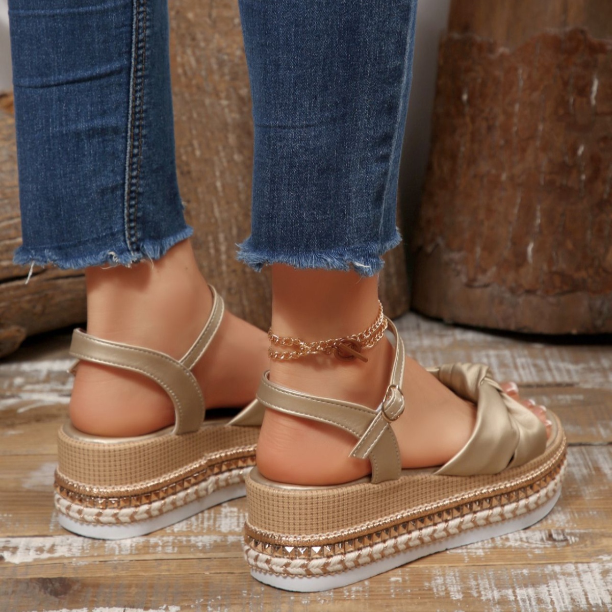 Bow Knot Platform Wedge Sandals