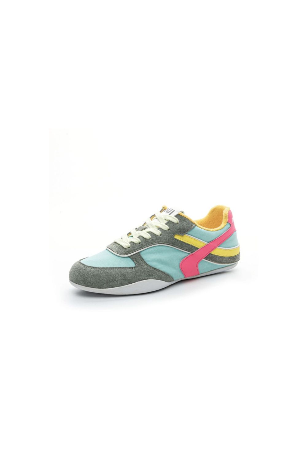 Lace Up Round Toe Contrast Flat Sneakers