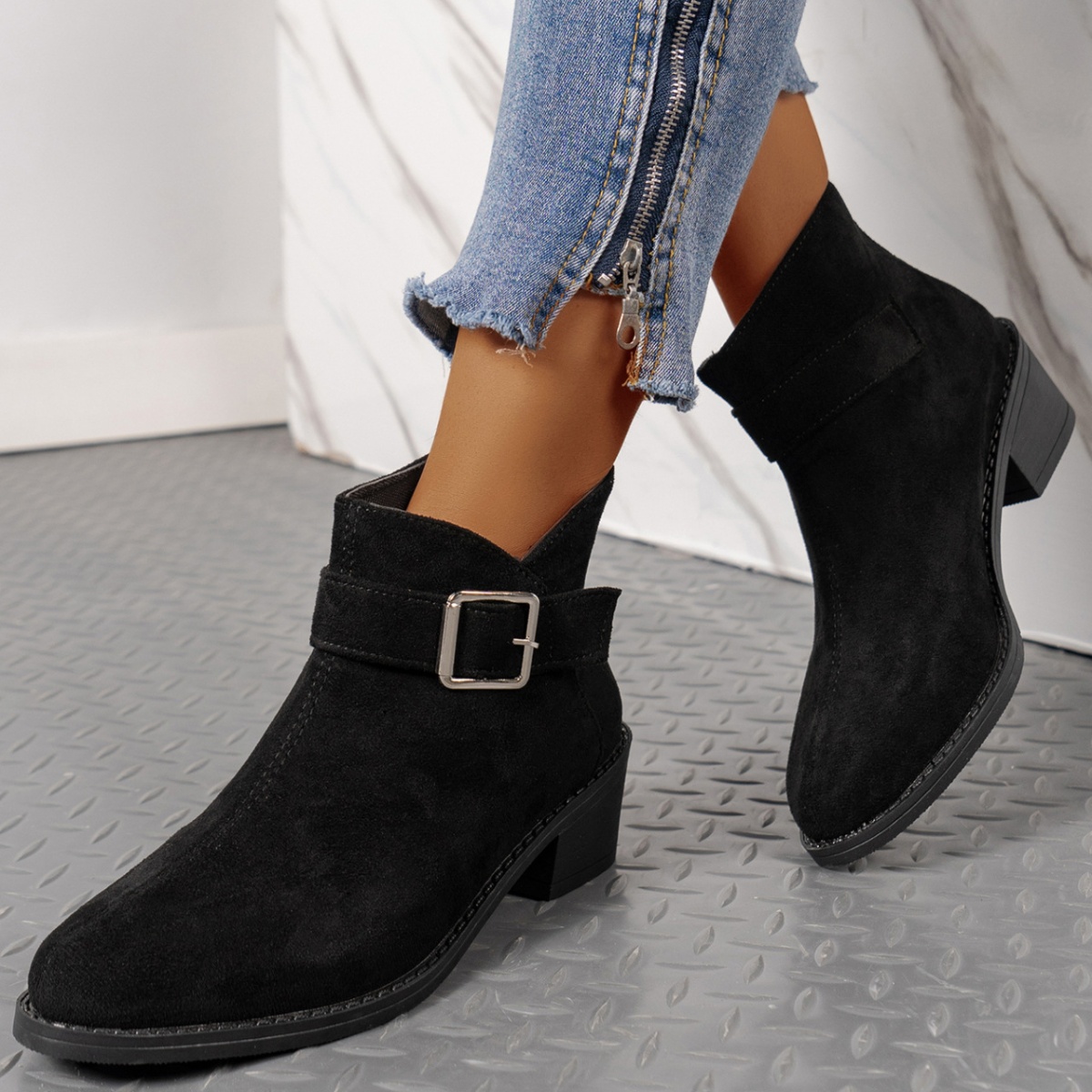 Point Toe Block Heels Boots