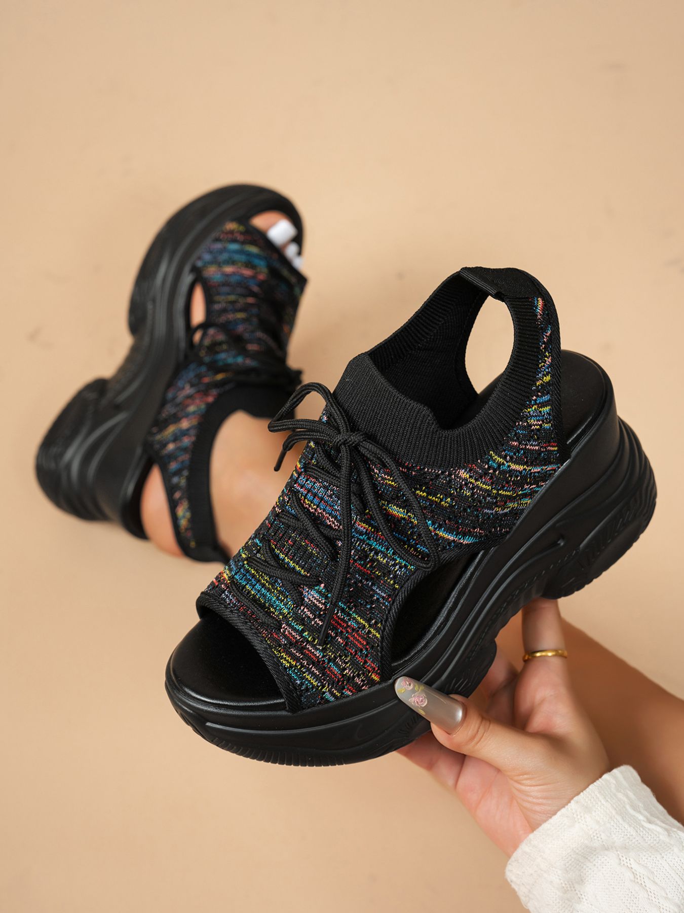 Lace Up Platform Wedge Sandals