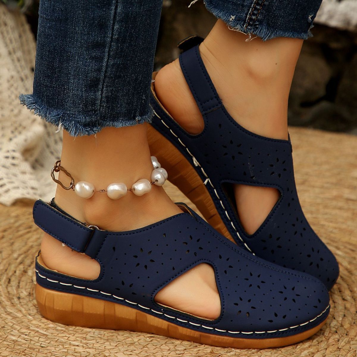 Round Toe Wedge Sandals