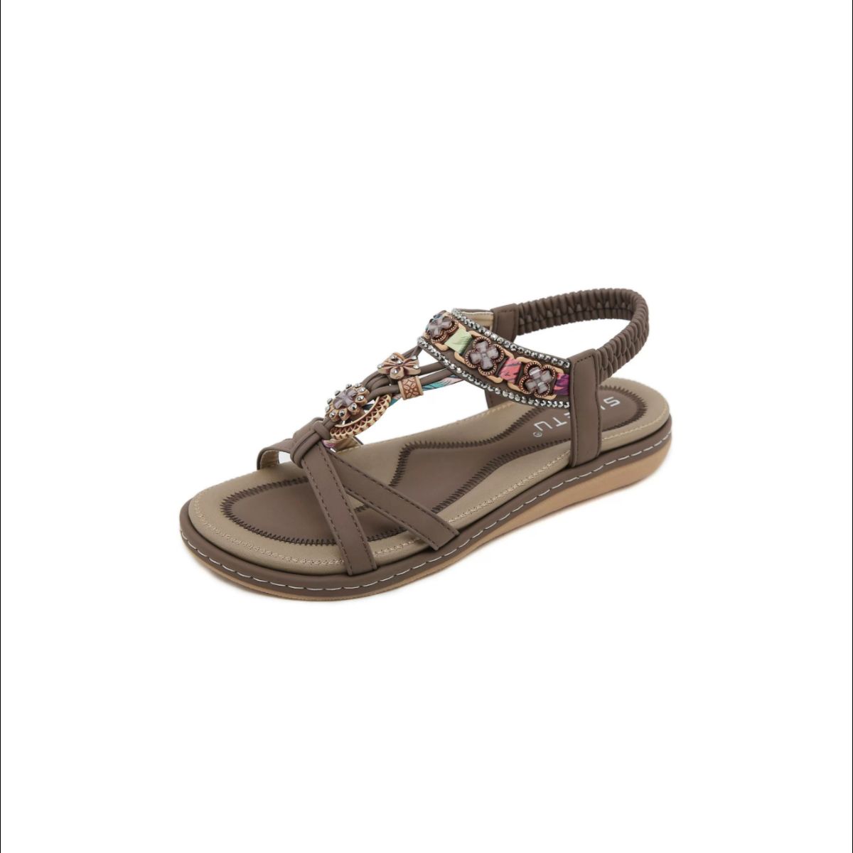 Rivet Decor Open Toe Flats Sandals