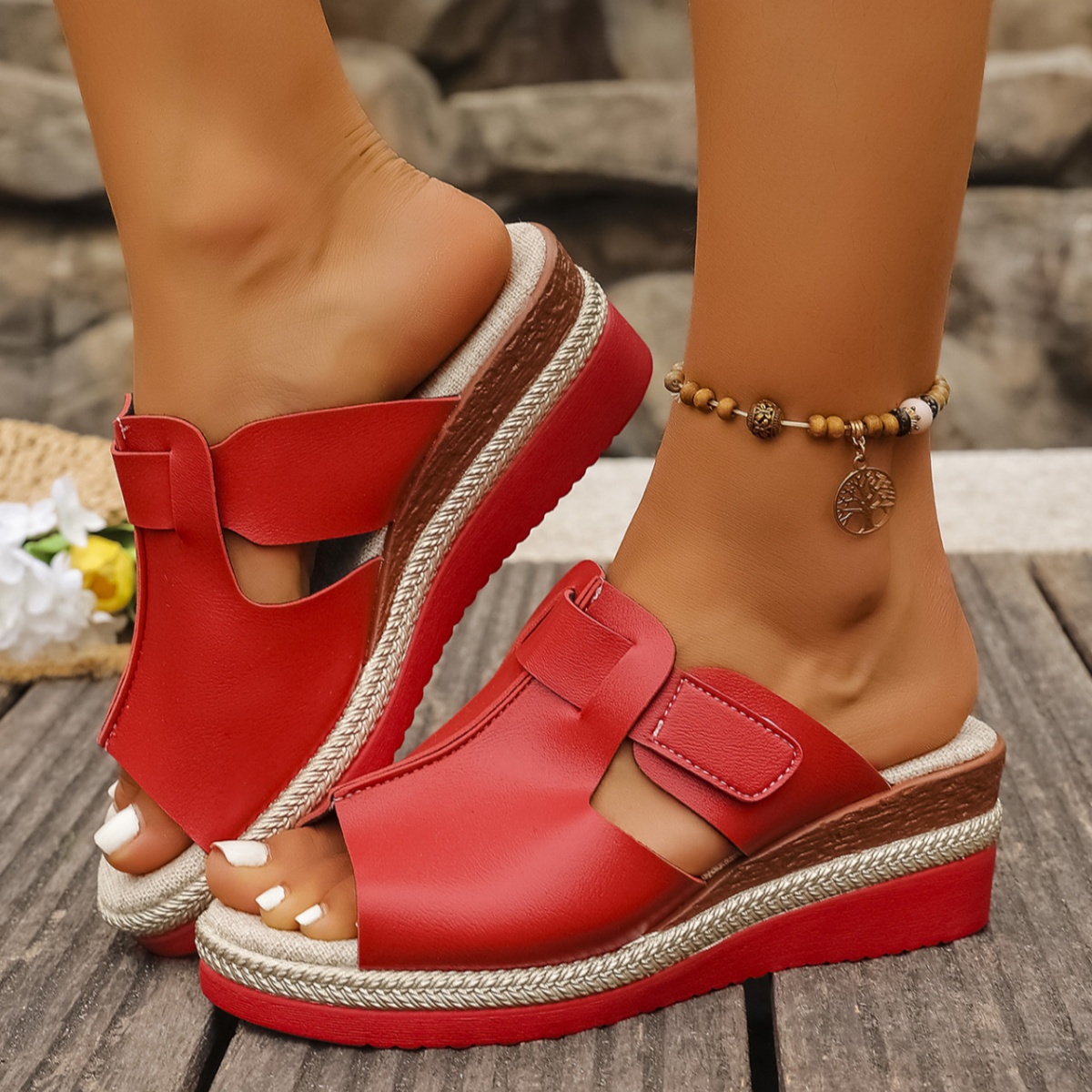 Open Toe Wedge Platform Sandals