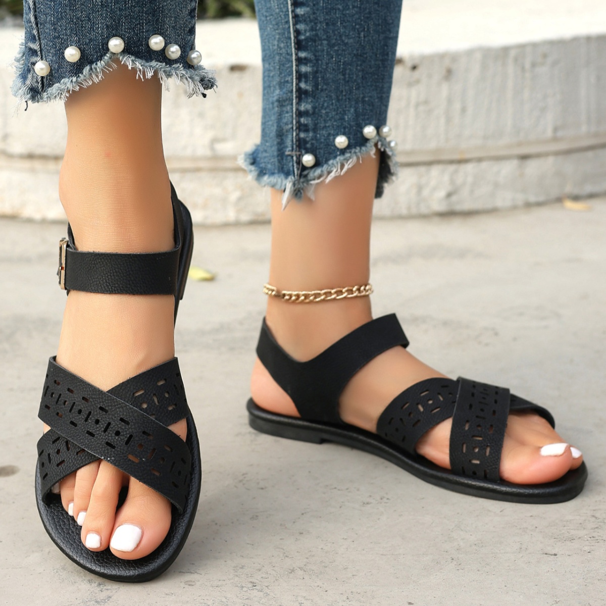 Crisscross Ankle Strap Sandals