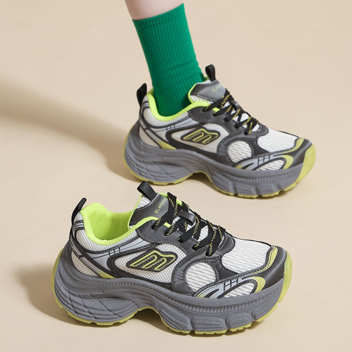 Letter Lace-Up Round Toe Athletic Shoes