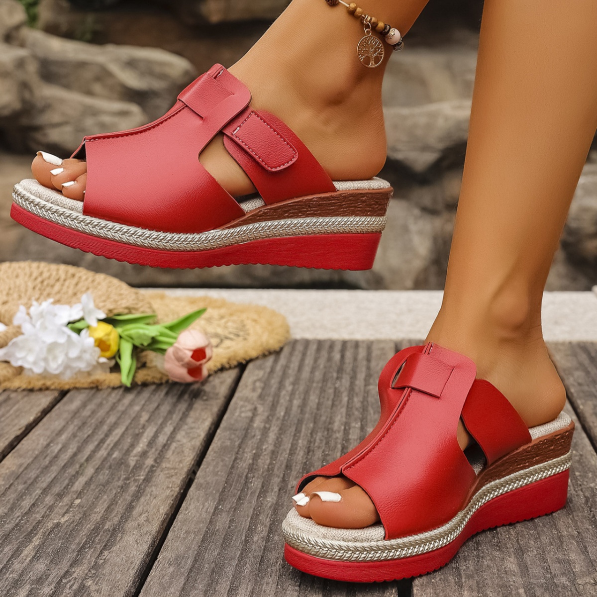Open Toe Wedge Platform Sandals