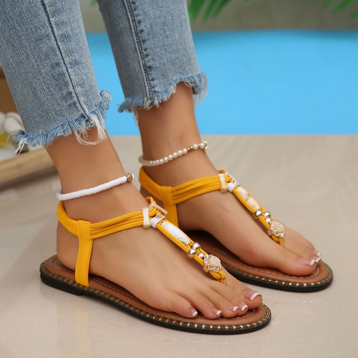 Toe Post Sandals with Ankle Strap