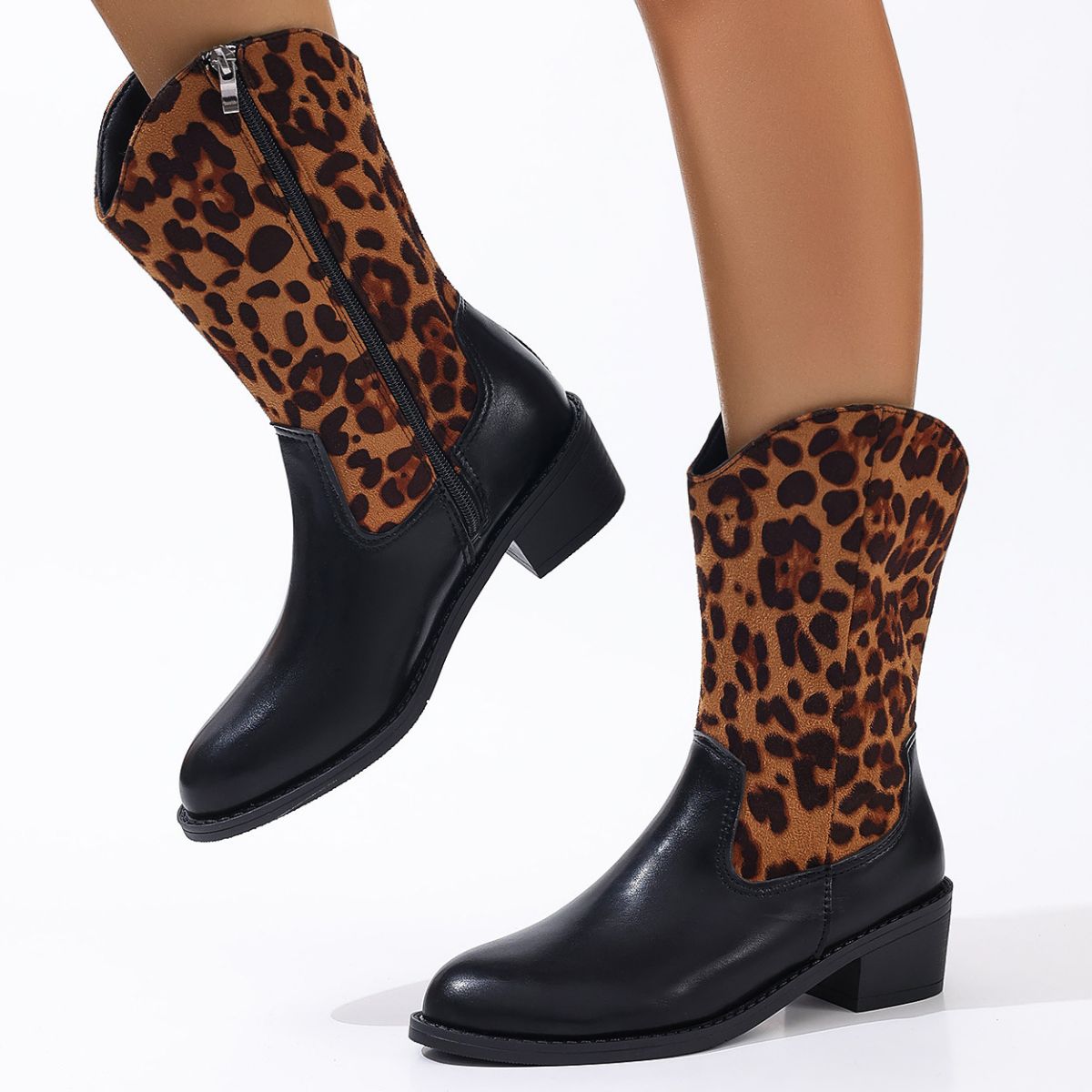 Point Toe Block Heels Boots