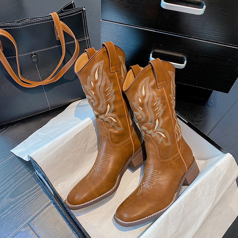 Round Toe Block Heels Boots
