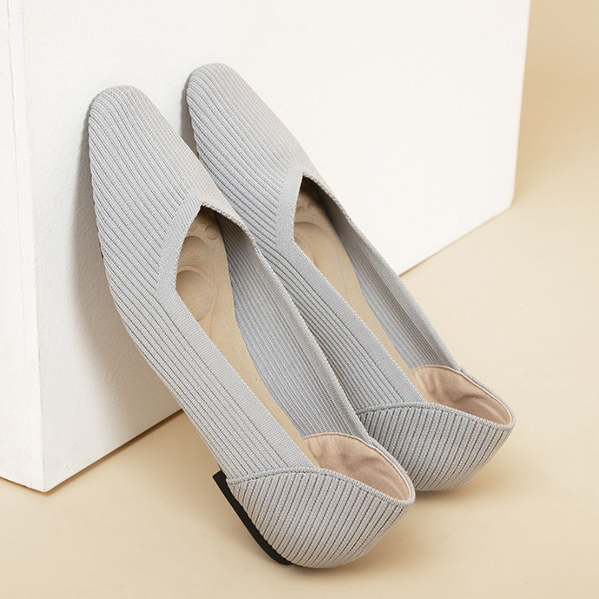 Point Toe Block Heels Slip-Ons