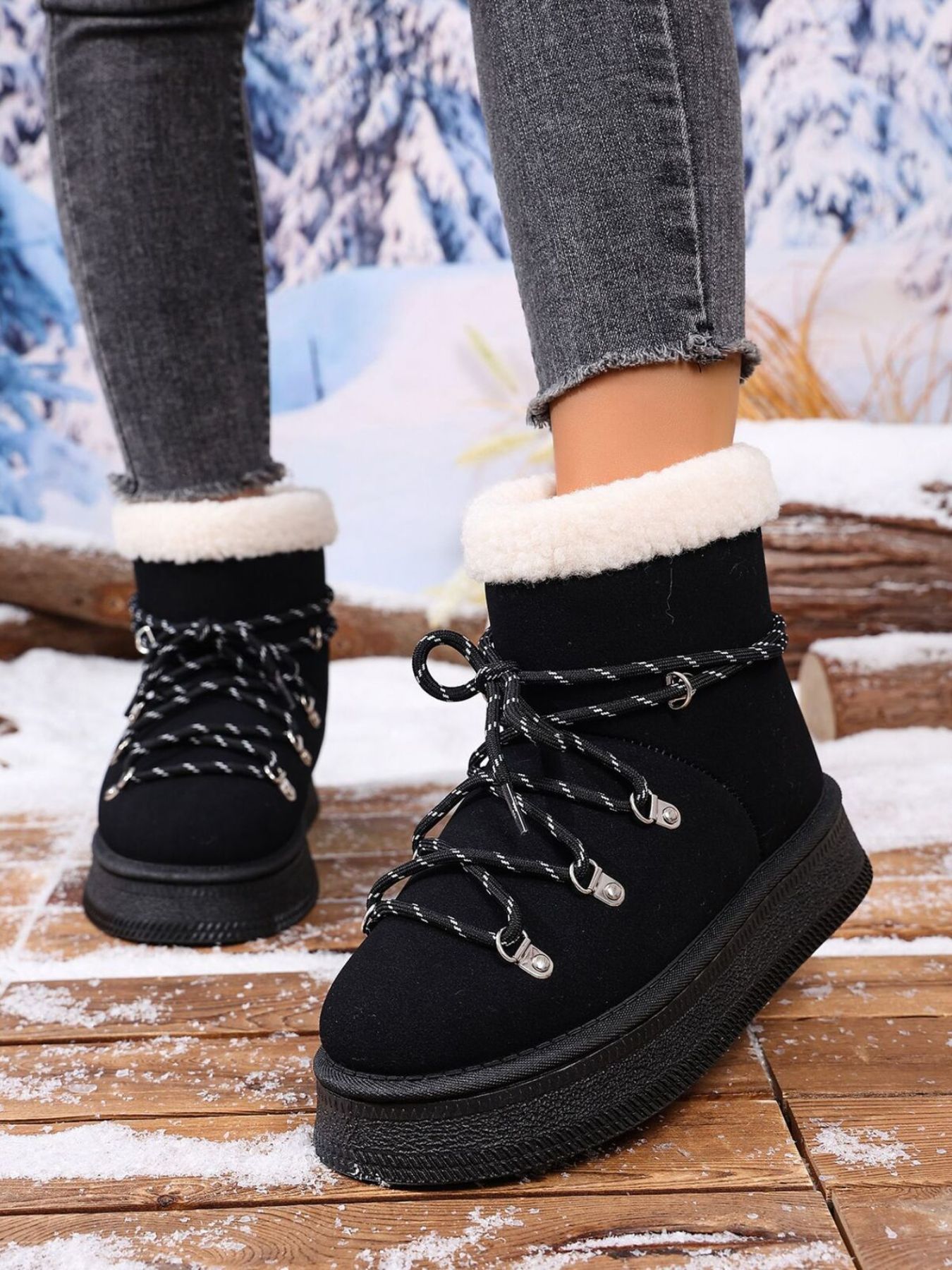 Round Toe Platform Boots