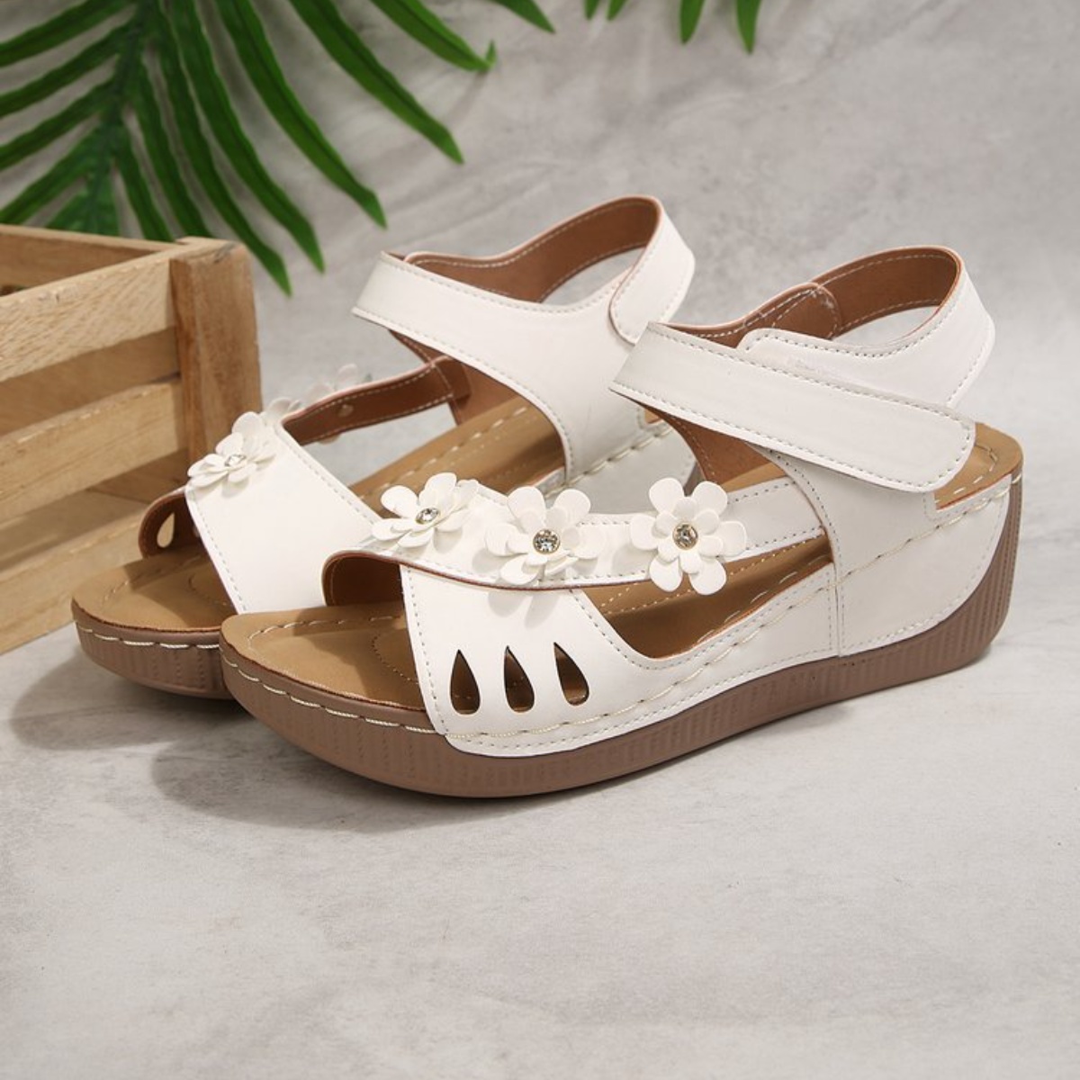 Floral Embellished Wedge Sandals