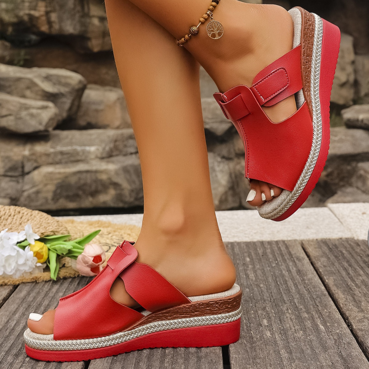Open Toe Wedge Platform Sandals