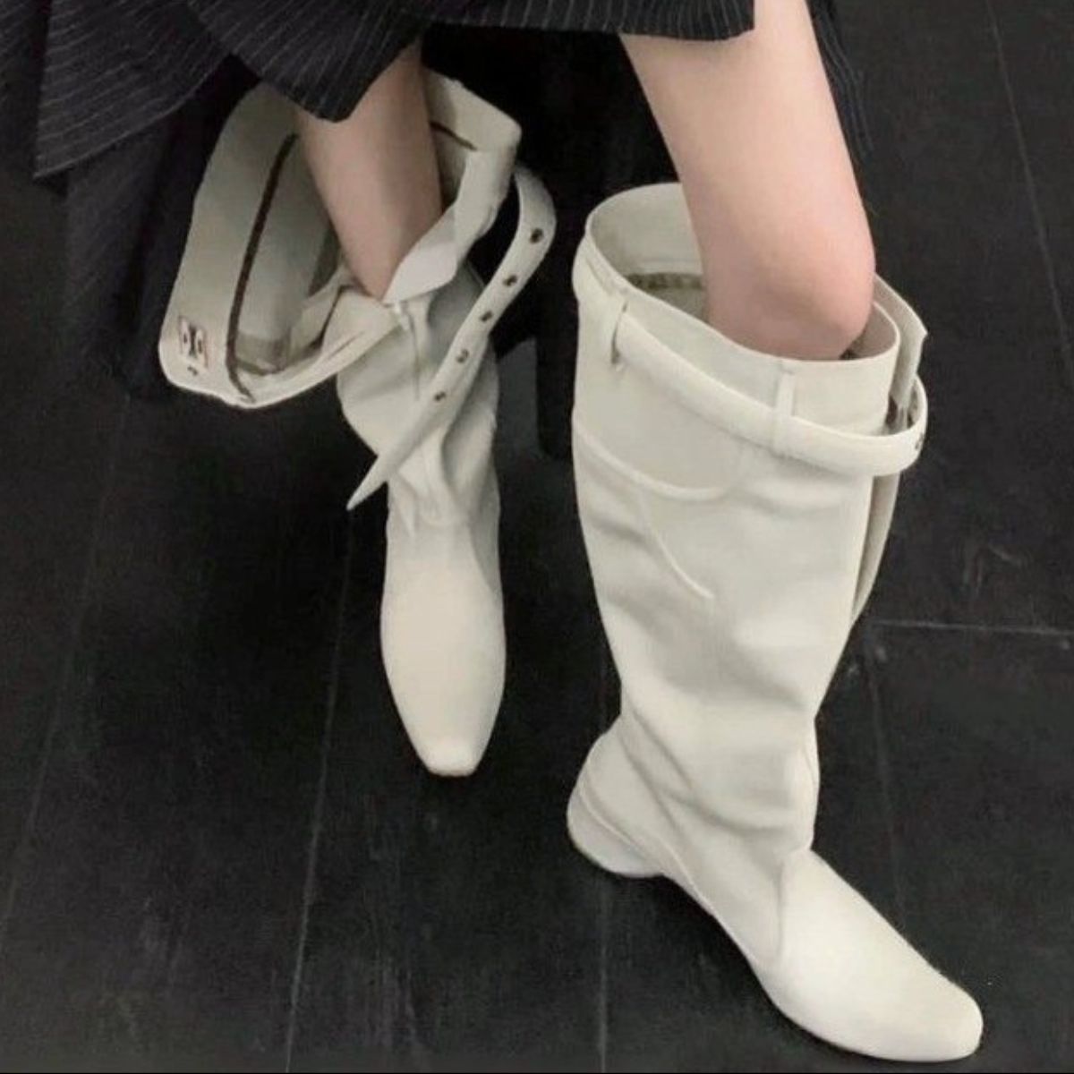 Square Toe Block Heels Boots