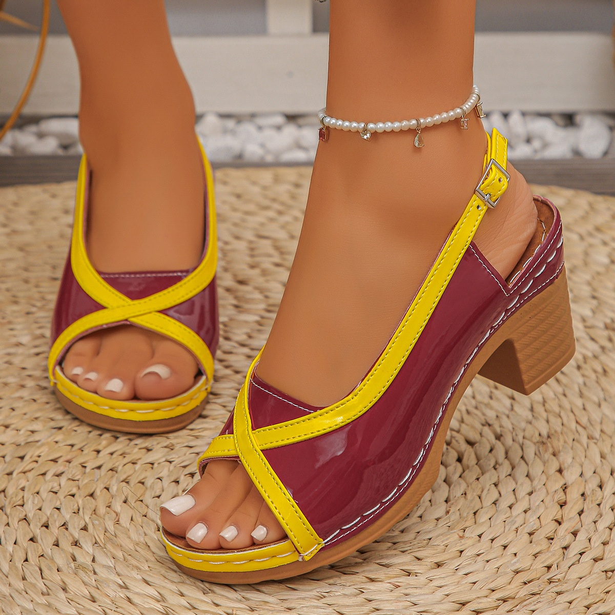 Open Toe Block Heels Sandals