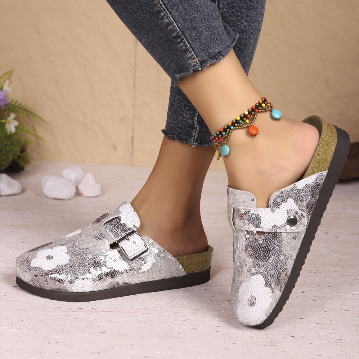 Sequin Round Toe Slip-Ons