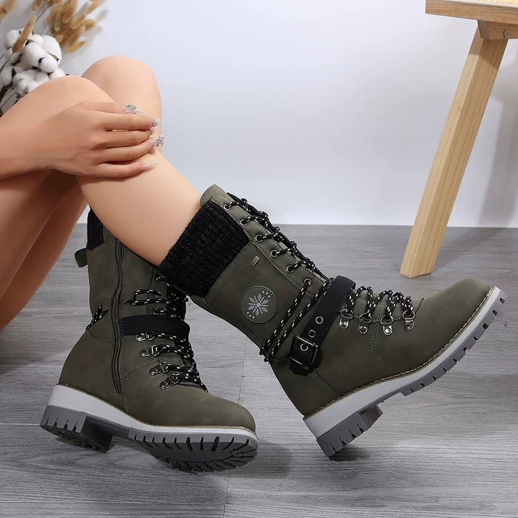 Lace Up Block Heel Boots